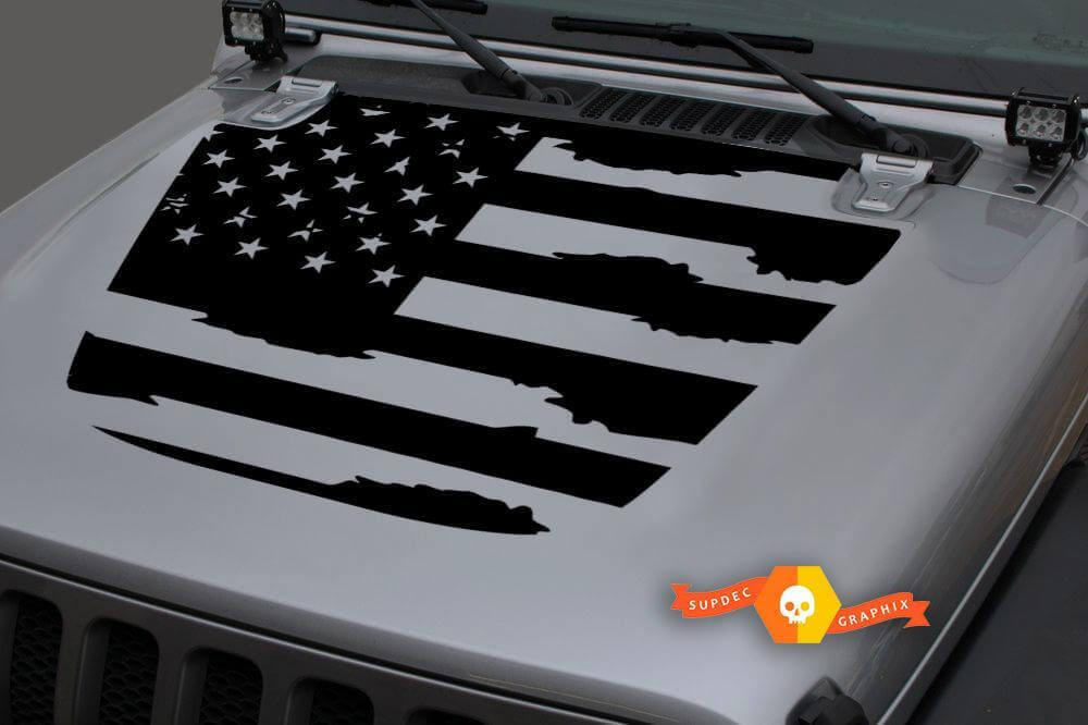 Verwitterter Vinyl-Aufkleber der US-Flagge für Jeep Gladiator und Wrangler JL JLU JT