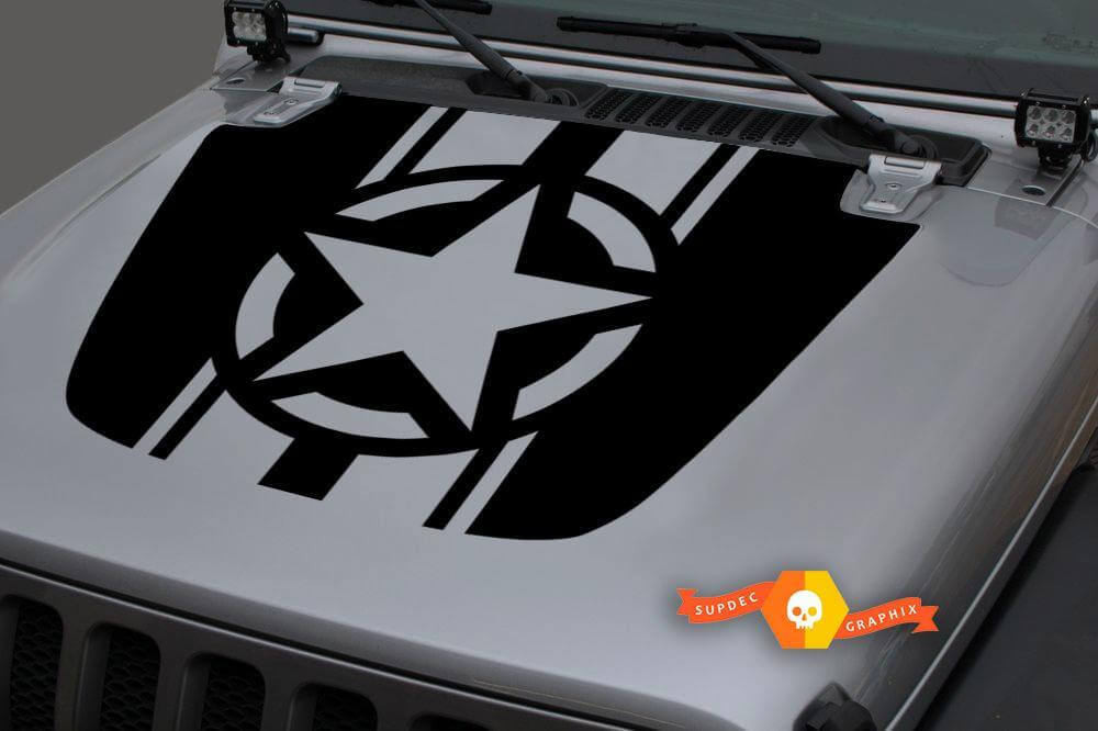 Army Navy Militärstern Motorhauben-Vinylaufkleber für Jeep Wrangler & Gladiator