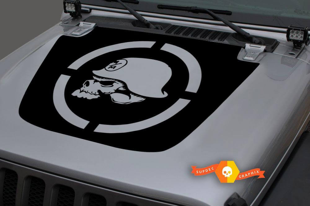 Militär Schädel Blackout Hauben Vinylaufkleber für Jeep Wrangler & Gladiator