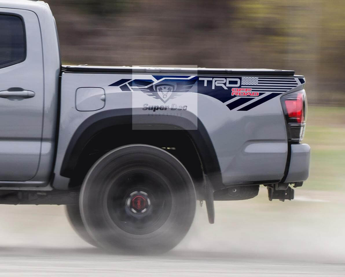 TRD 4x4 PRO Sport Off Road USA-Flaggenseiten-Vinyl-Aufkleber passend für Tacoma 2013–2020 oder Tundra 2013–2020
