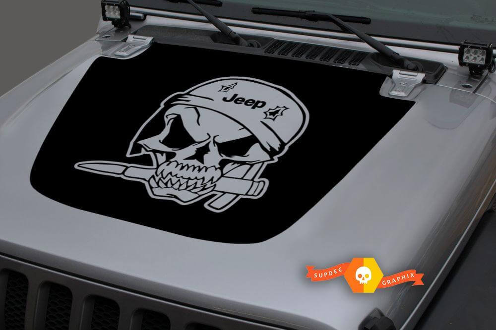 War Skull Hauben-Vinylaufkleber für Jeep Wrangler JL JLU Gladiator JT