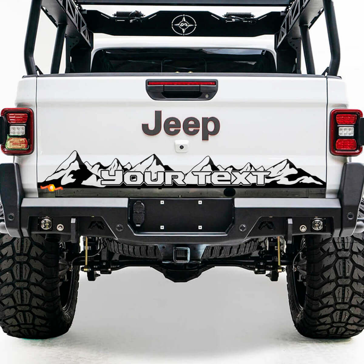 Benutzerdefinierte Schrift Mountain Style Heckklappen-Vinylaufkleber für Jeep Gladiator JT