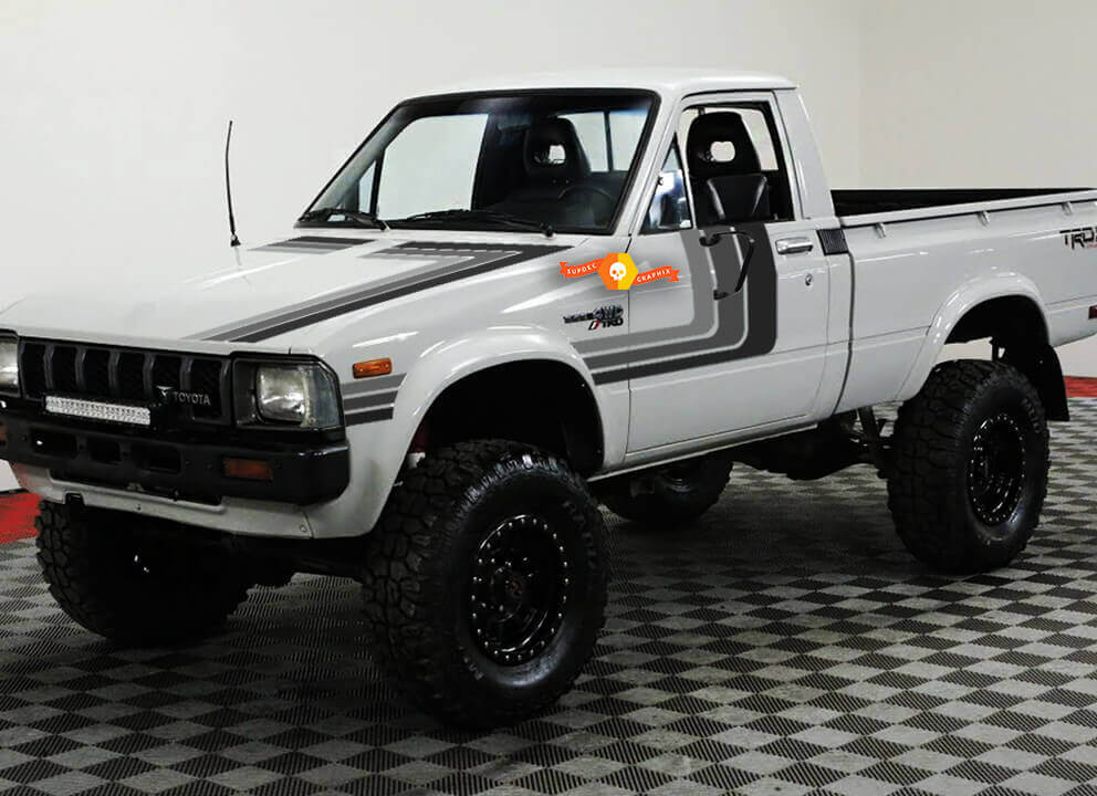 Vintage Vinyl-Aufkleber-Set mit dreifachen Seitenstreifen für Toyota Hilux