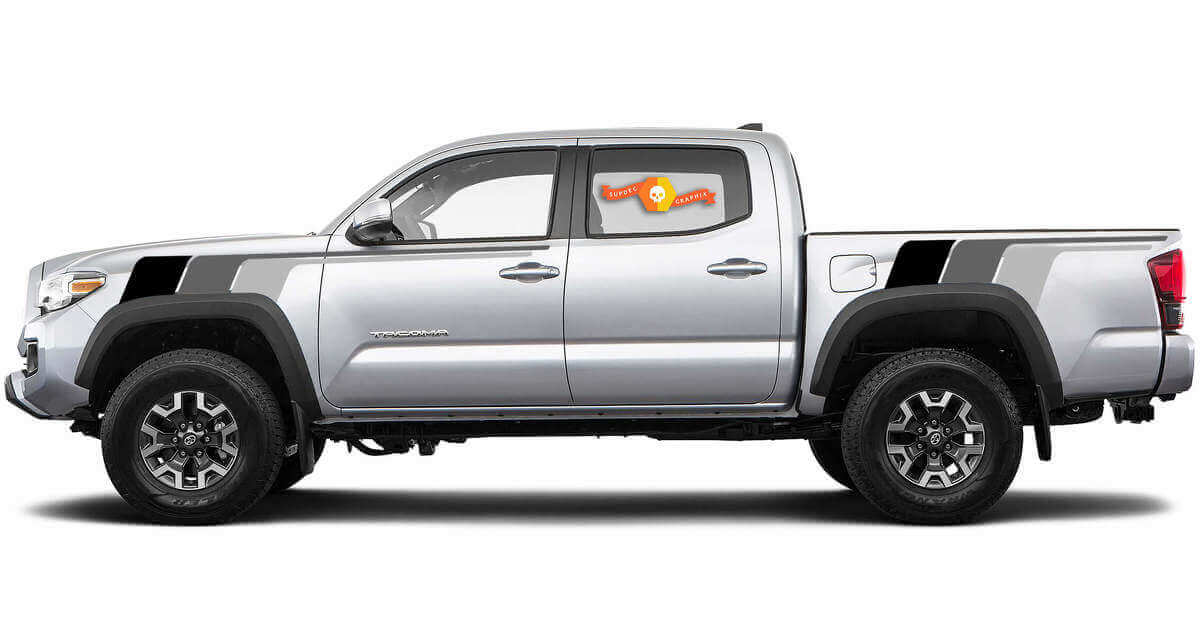 Retro Monochrom Stil Streifen Seiten Vinylaufkleber für Toyota Tacoma