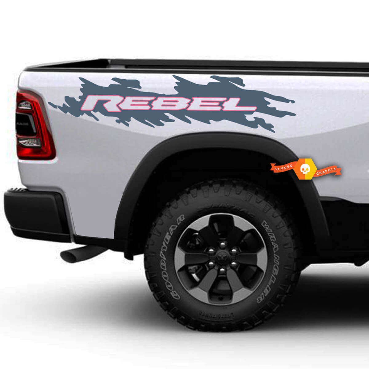 Rebel Splash Style Seitenwand Vinyl-Aufkleber Paar für Dodge Ram Truck