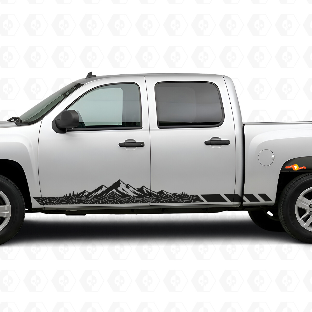 Berg-Topografische Tür- & Schweller-Vinylstreifen für Chevrolet Silverado 1500 GMT900 2007-2013