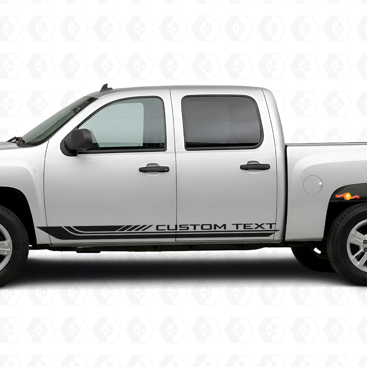 Benutzerdefinierter Textrahmen Tür- & Schweller-Vinylstreifen für Chevrolet Silverado 1500 GMT900 2007-2013