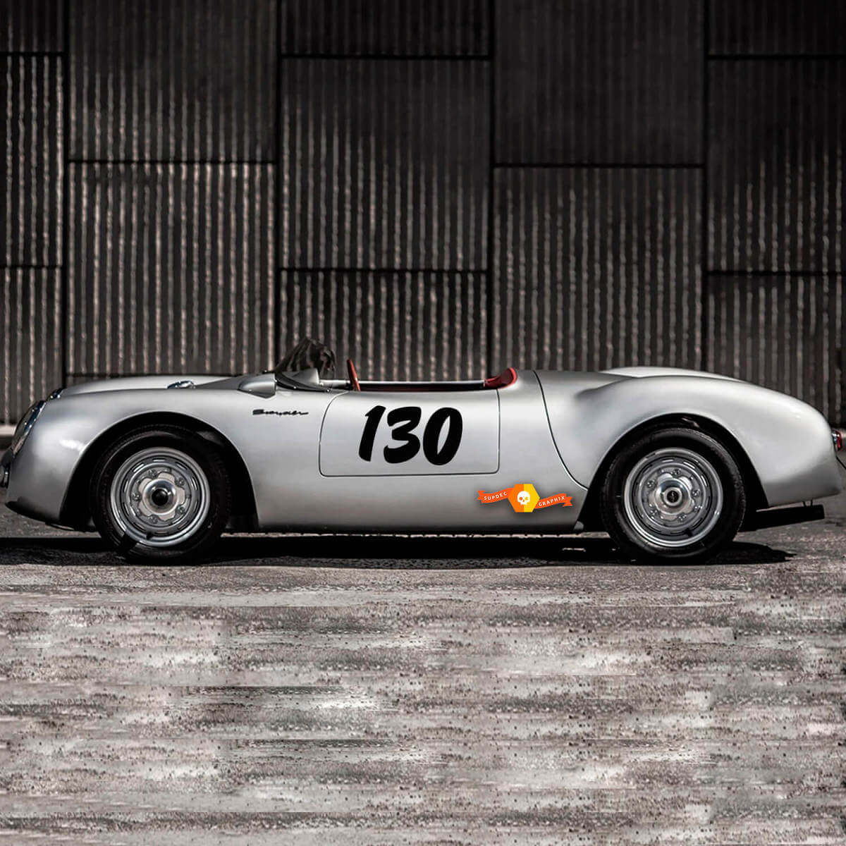 Porsche 130 Little Bastard James Dean Seitenstreifen Kit Aufkleber Aufkleber PORSCHE 550
