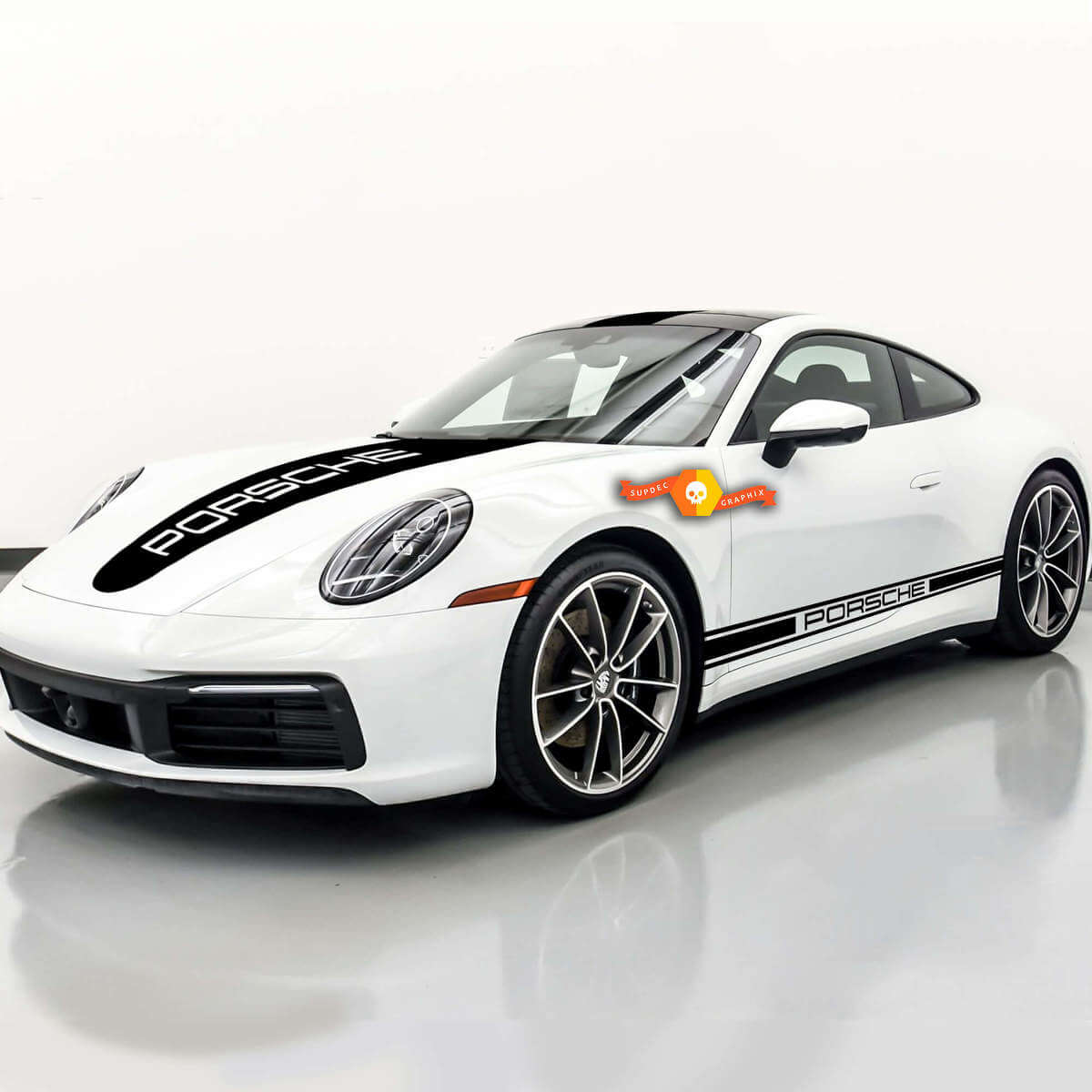 Porsche Kit Aufkleber Klebstoffe 911 997 GT3 Motorsport Seiten- und Motorhaubenstreifen Full Kit Aufkleber Aufkleber
