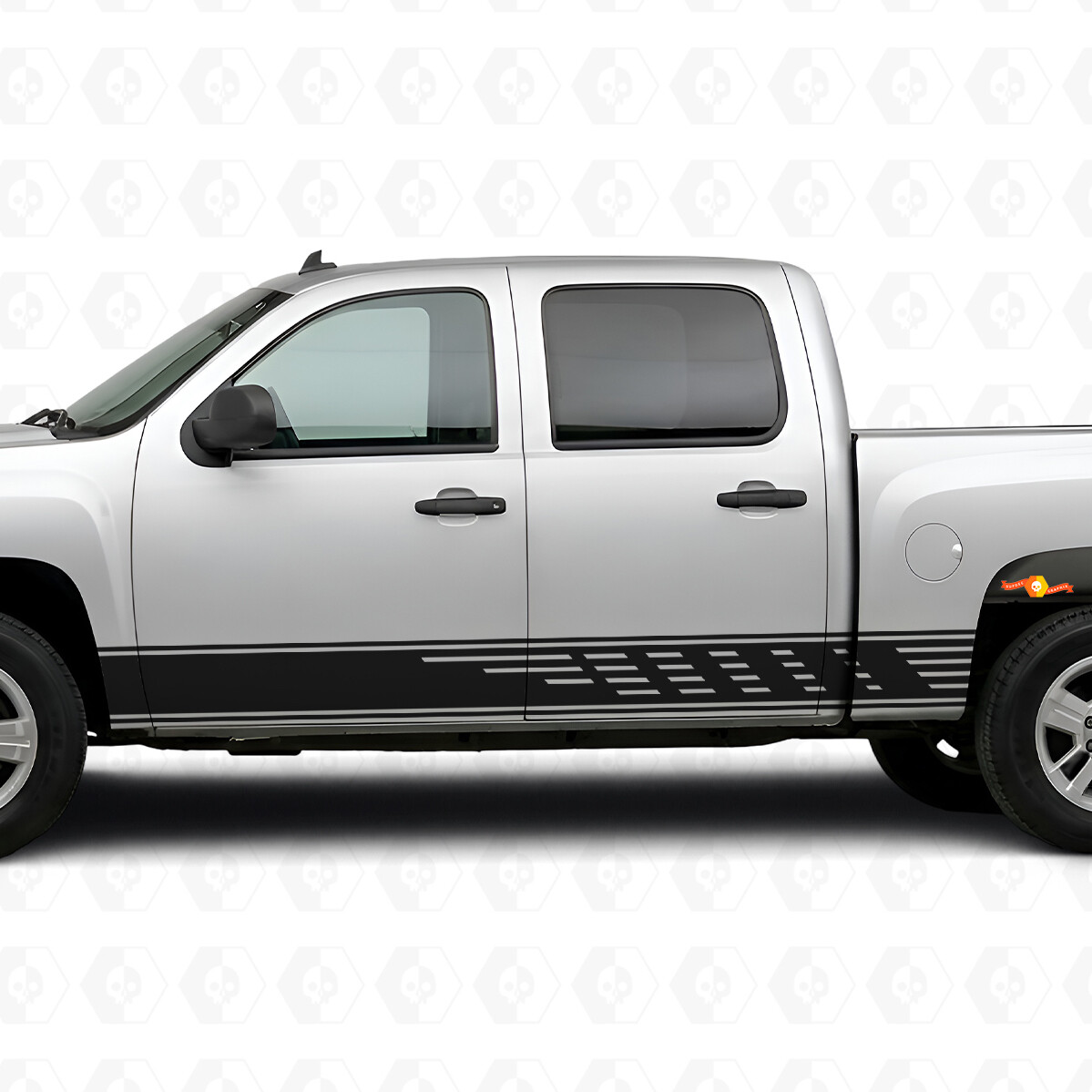Gestaffelte Schlitz-Tür- & Schweller-Vinylstreifen für Chevrolet Silverado 1500 GMT900 2007-2013