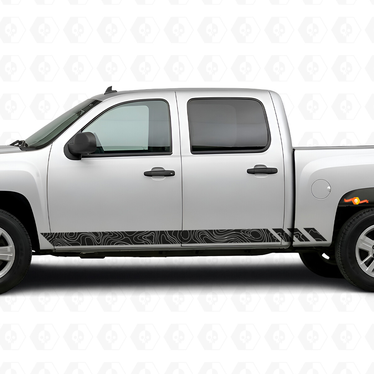 Topografische Band Tür- & Schweller-Vinylstreifen für Chevrolet Silverado 1500 GMT900 2007-2013