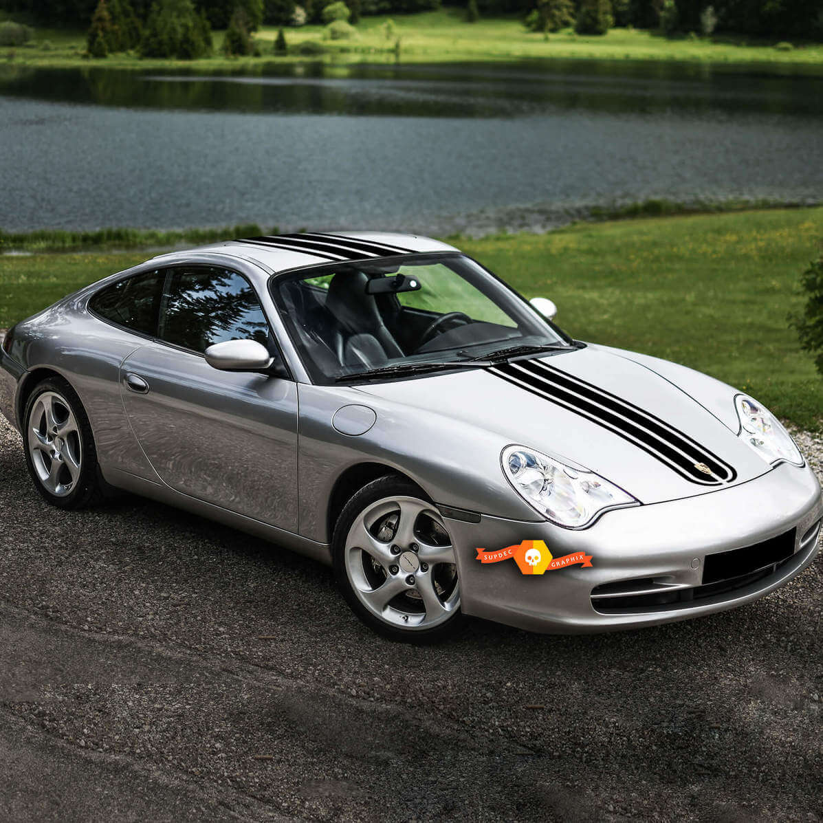 Rennstreifen für Motorhaube und Dach Aufkleber-Set für Porsche 996 Carrera
