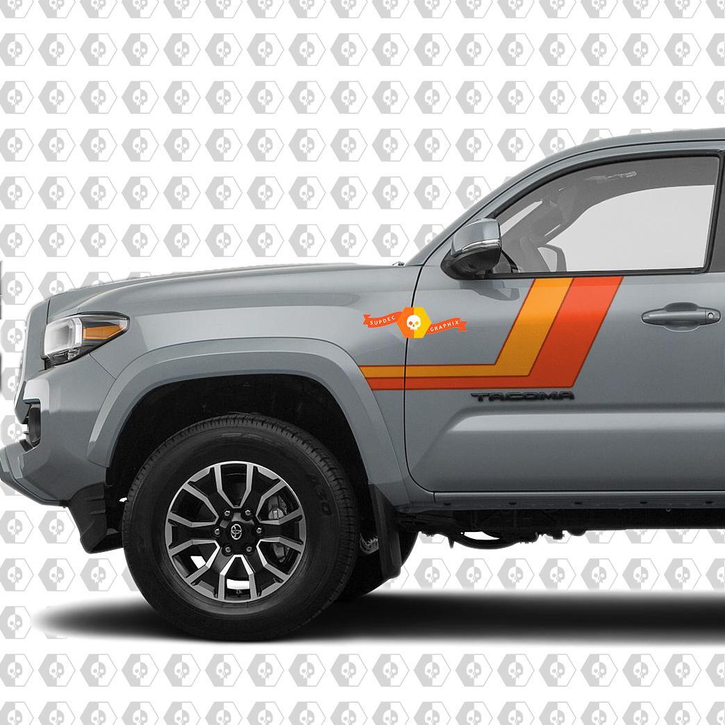 Doppelte Retro-Streifen Seiten Tür Vinyl Aufkleber für Toyota Tacoma 2016-2020