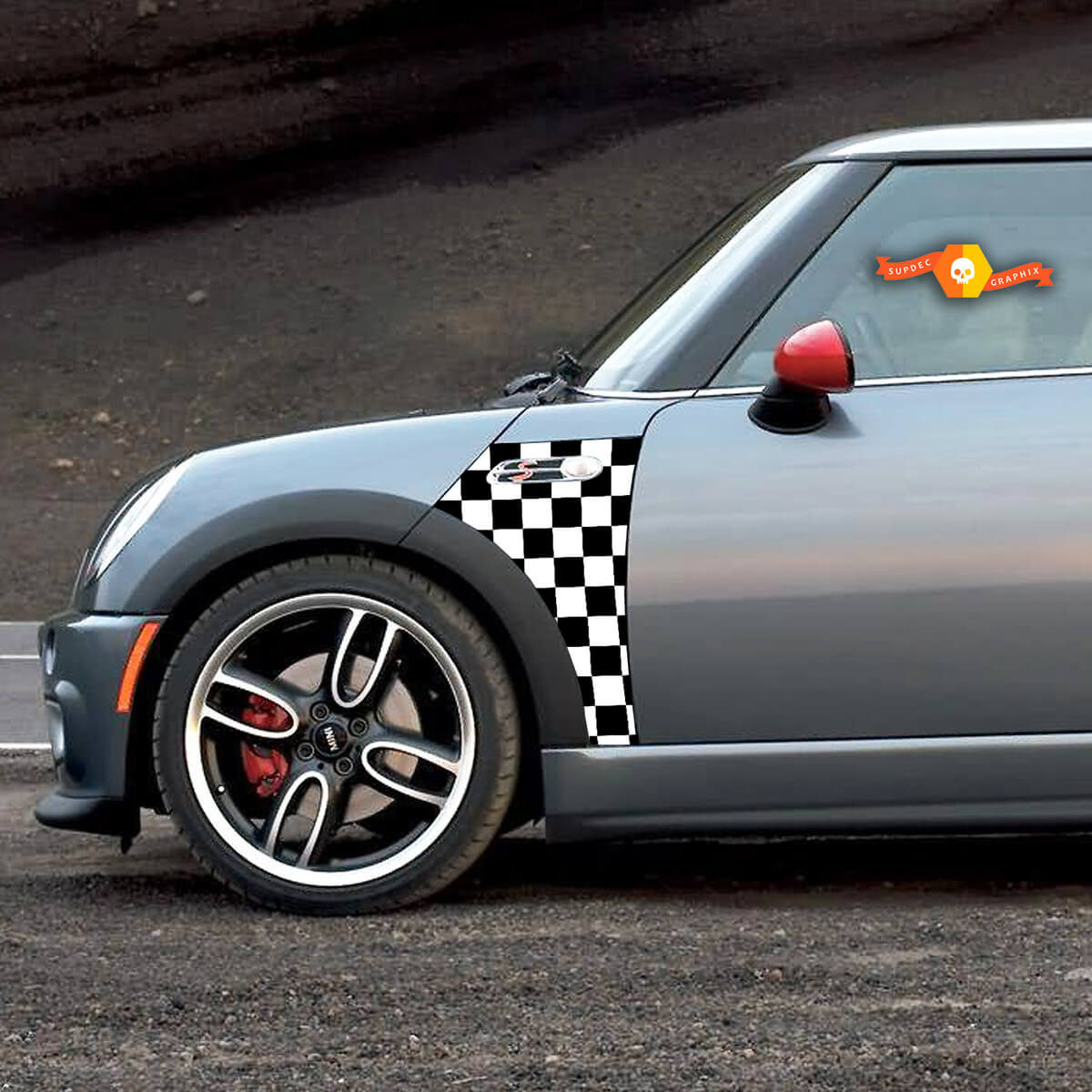 2002 2006 Mini Cooper Checkmate Ein Panel -Krocken -Dekal -Vinyl -Grafikaufkleber
