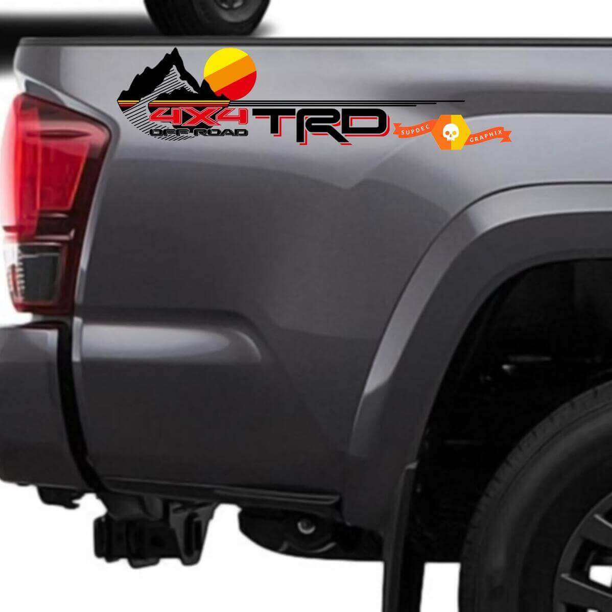 TRD Style Mountain Sunset hintere Seiten-Vinylaufkleber für Toyota Tacoma Tundra 4Runner