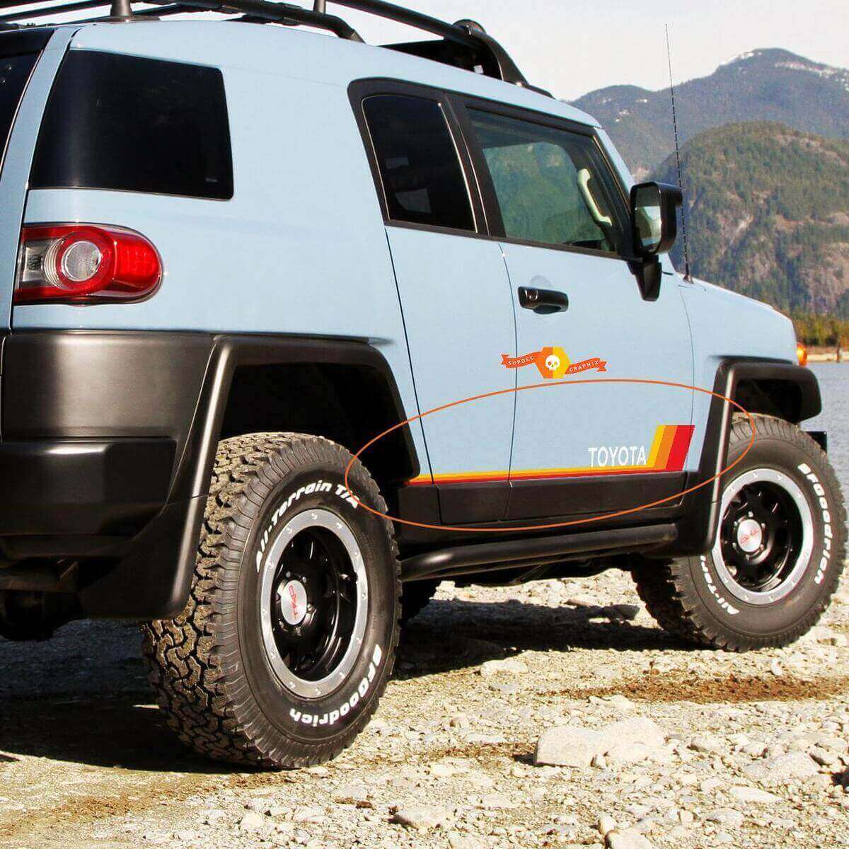 Retro Seitliche Schwellerstreifen Vinyl-Aufkleber-Set für Toyota FJ Cruiser