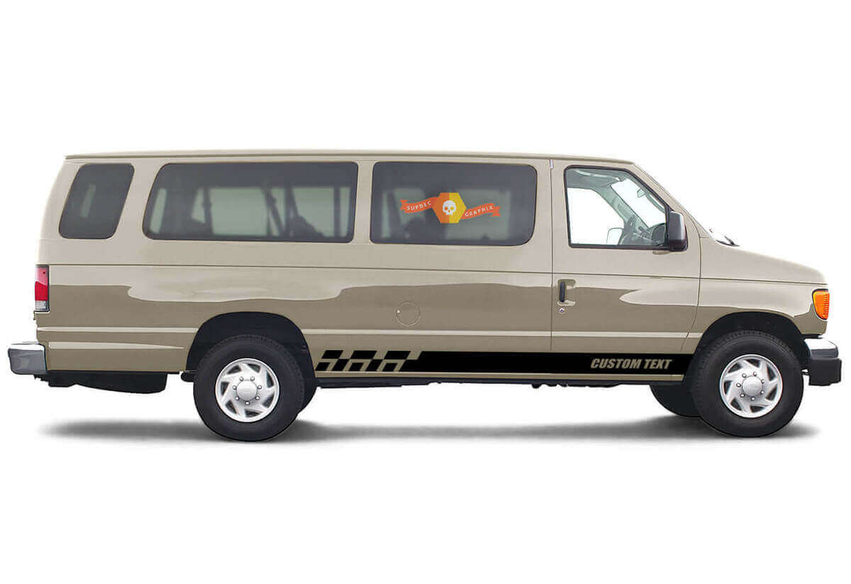 Seitliche Vinyl-Streifen Karosserieaufkleber Grafiken Individueller Text Stil 4 Satz mit 2 für Ford E-Series