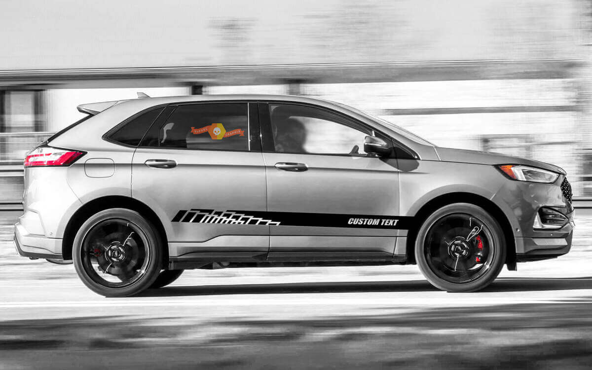 2x seitlicher Ford Edge Vinyl Stripes Karosserieaufkleber Vinylgrafikaufkleber Custom Text style 3
