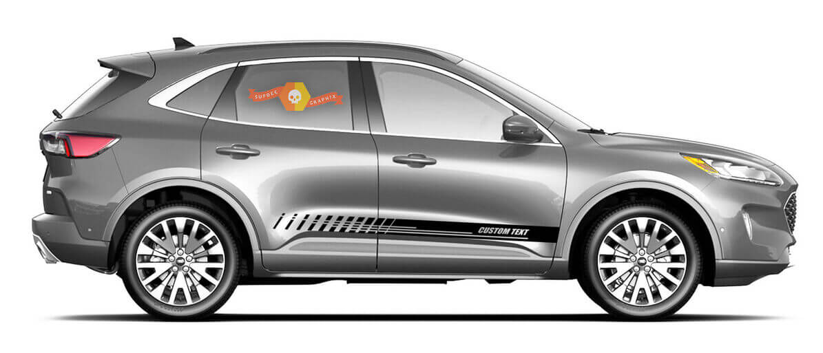 2 x Seiten Ford Escape Vinyl Stripes Körper Aufkleber Vinyl Grafik Aufkleber Custom Text Stil 1
