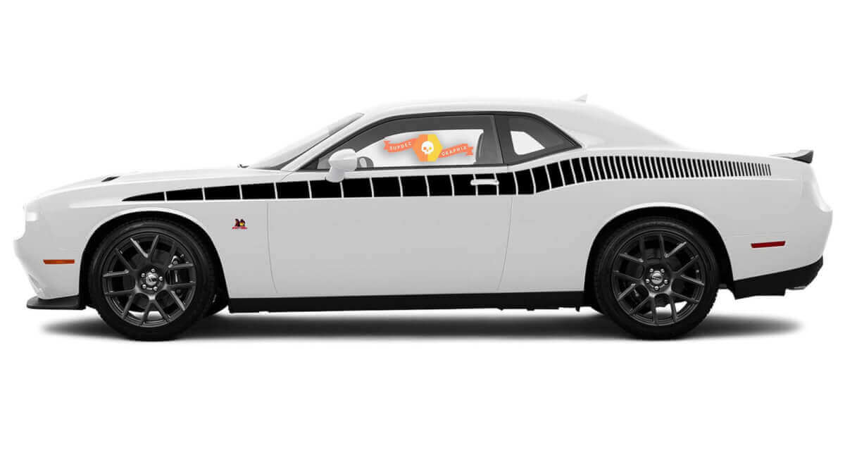 2008 und höher Dodge Challenger Bodyline Strobe Racing Stripe Kit in voller Länge 3
