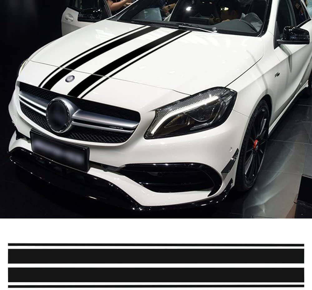 Duale mittlere Motorhaubenstreifen-Vinylfolie für Mercedes-Benz A-Klasse C-Klasse AMG