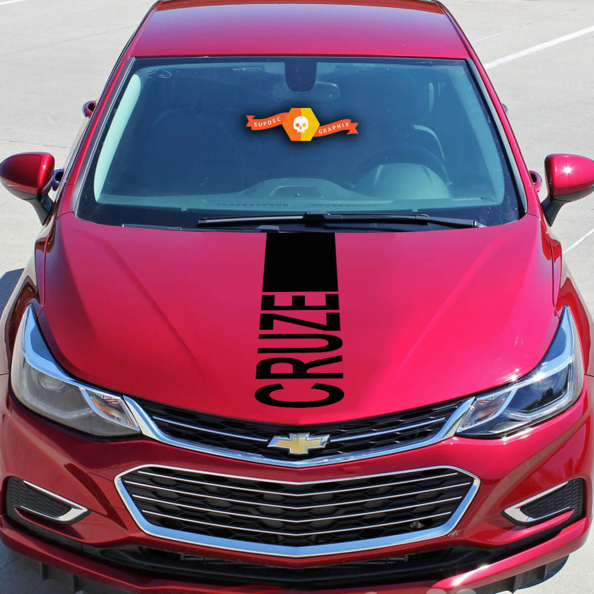 Motorhauben-Grafik-Cruze-Schriftzug-Set, Chevrolet Chevy Cruze – Rallye-Racing-Streifen-Aufkleber, Vinyl
