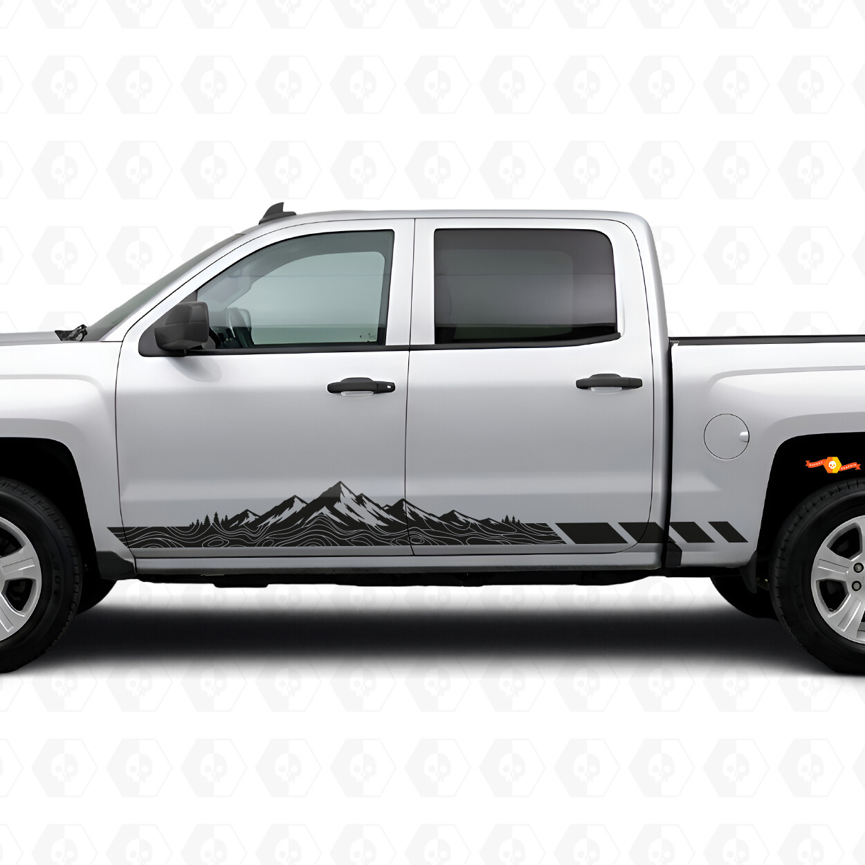 Berg-Topographische Tür- & Schweller-Vinyl-Streifen für Chevrolet Silverado 1500 K2XX 2014-2019