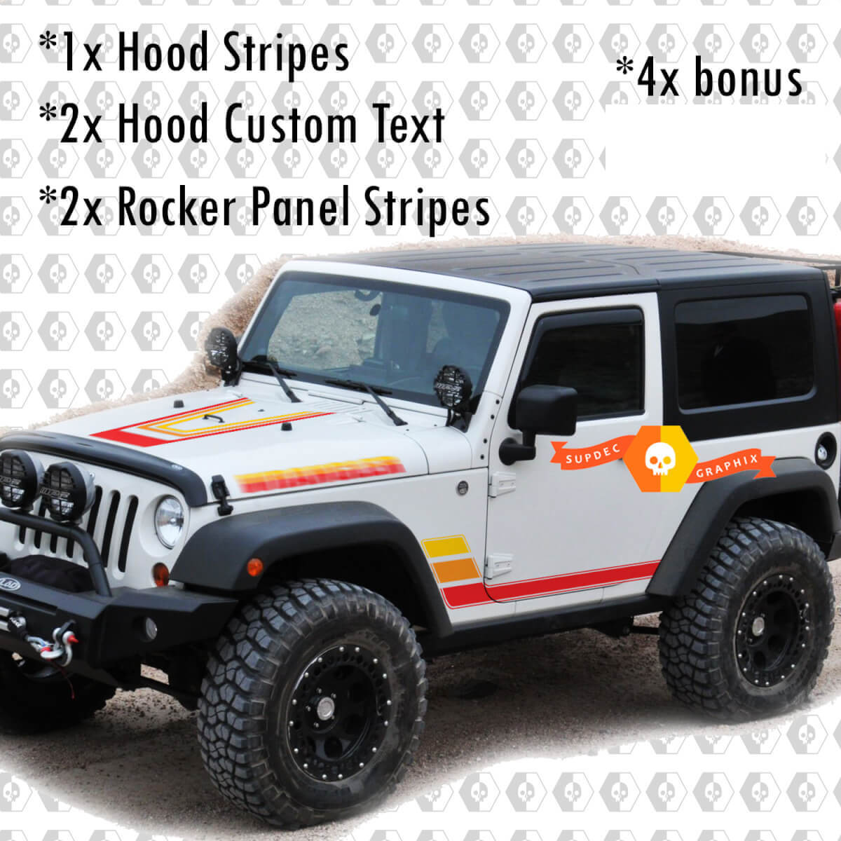 Retro Vintage Kit Hood Rocker Panel Aufkleber Aufkleber für Jeep Wrangler Rubicon Renegade JK 2 Türen
