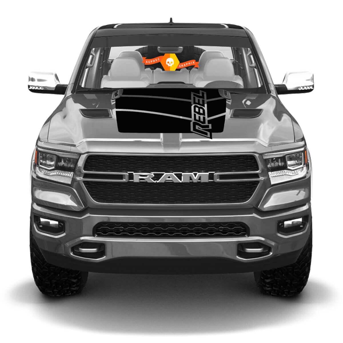 Rebel Lettering Haubenstreifen Vinylaufkleber für Dodge Ram Rebel