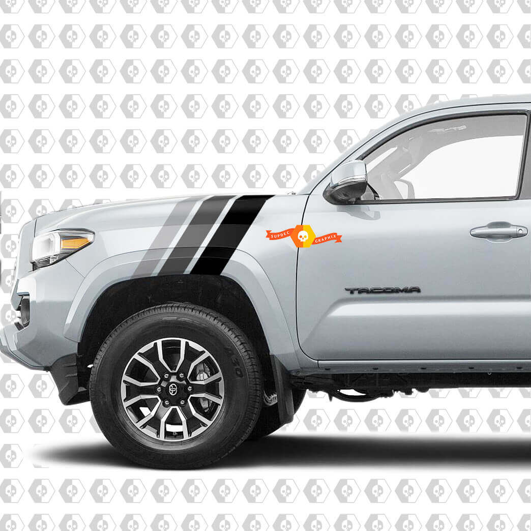 Retro Monochrome Front Kotflügel Motorhaubenstreifen Vinyl-Aufkleber für Toyota Tacoma 2016-2020