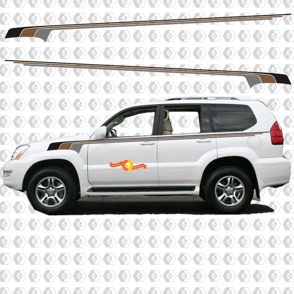 Retro Vintage Streifen Seiten Vinyl Aufkleber Grafiken Für Lexus GX470