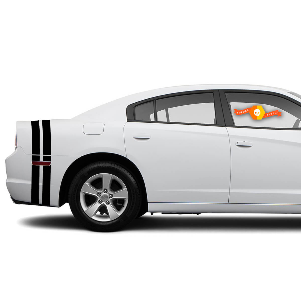 Twin Stripe Dodge Charger Kofferraumband Aufkleber Komplettes Grafik-Kit passt zu den Modellen 2011-2014