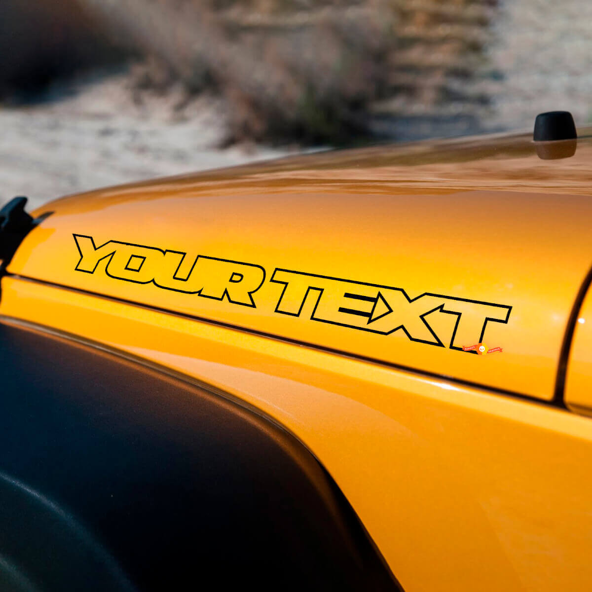 Individuelles Hauben-Umriss-Text-Vinyl-Aufkleberpaar für Jeep Wrangler