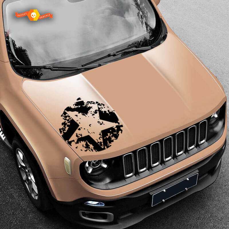 Abgenutzter Army-Stern Hauben-Grunge-Vinylaufkleber Decal Für Jeep Renegade
