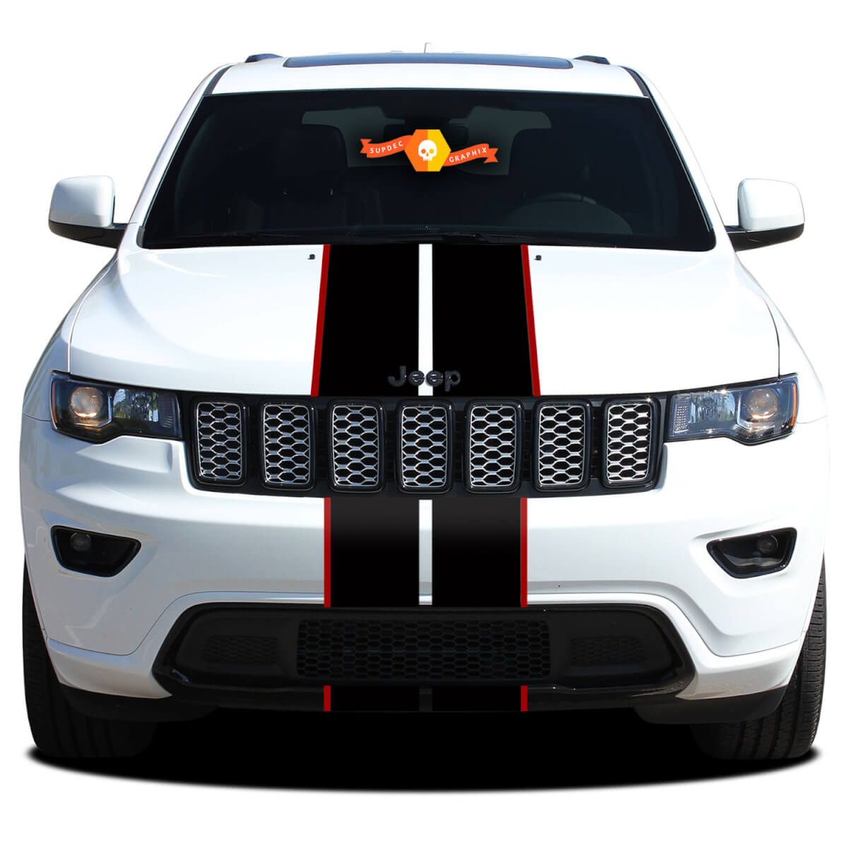 Twin Rallye-Streifen, Streifengrafik-Aufkleber, Aufkleber, passend für Jeep Grand Cherokee, einschließlich SRT und SRT8, ganzjährig
