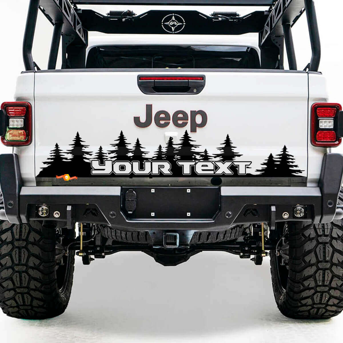 Bed Tailgate Jeep Wrangler JL JLU jls jts Gladiator Rubicon Pine Trees Vinyl Aufkleber Aufkleber für 2018-2021
