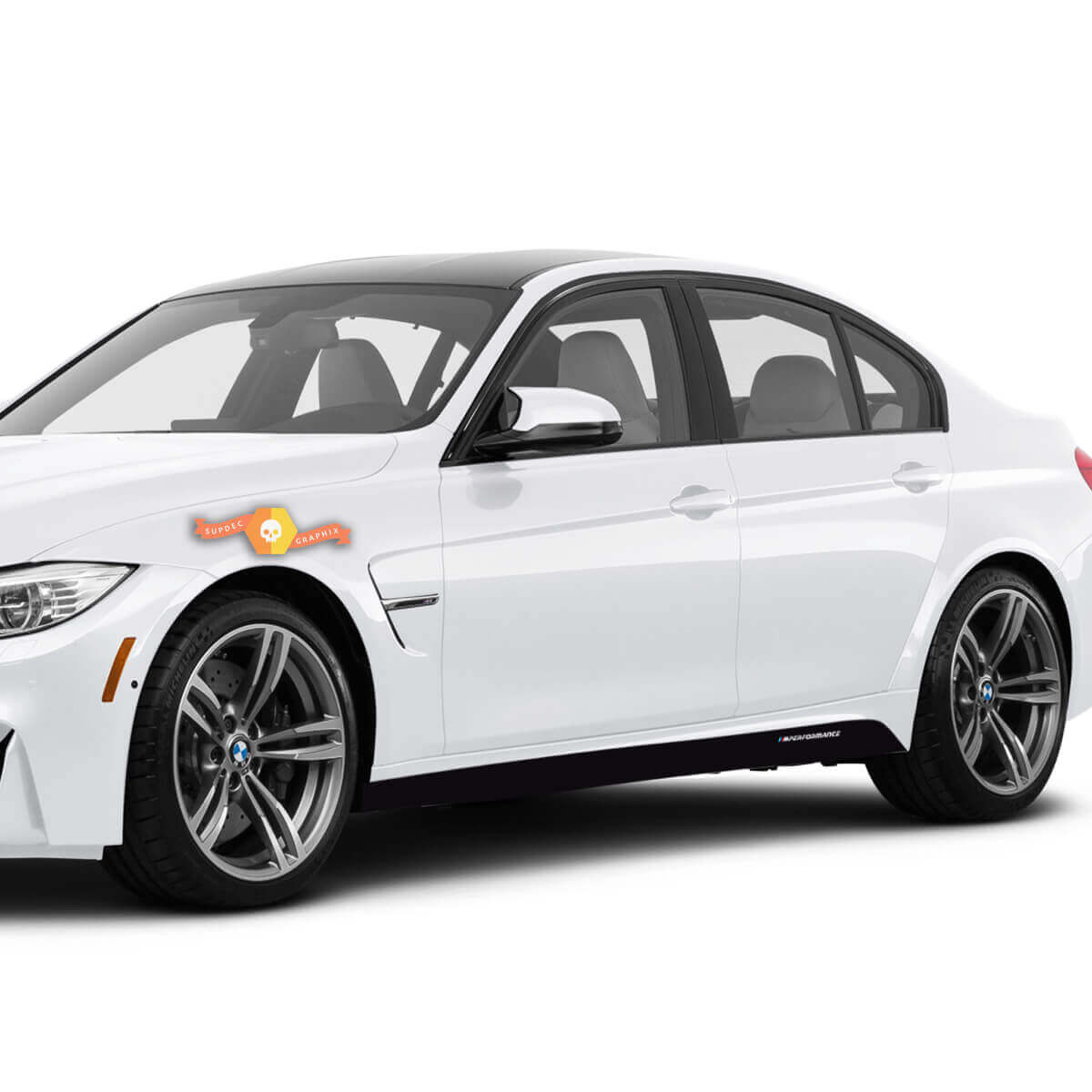 M Performance Style Seitenwangen-Streifen Vinyl-Aufkleber Paar für BMW M3 F80