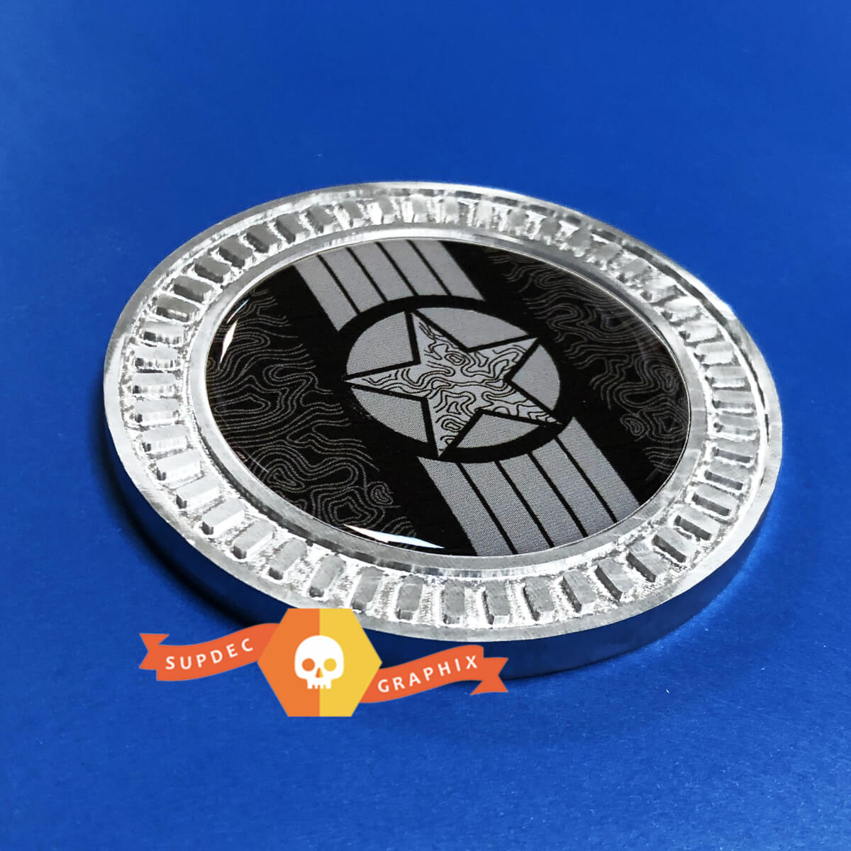 3D-Abzeichen Militärstern mit topografischen Linien, Metall-Aluminium-Bed-Side-Emblem für Jeep Wrangler JL JK YJ TJ
