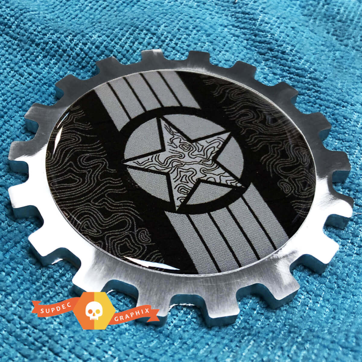 Military Star mit topografischen Linien Aluminiumschild für Jeep Wrangler