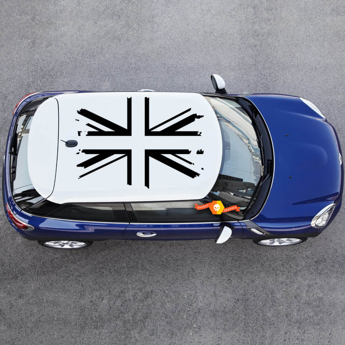 Abgenutztes UK-Flaggen-Dachvinyl-Aufkleber-Set für MINI Cooper