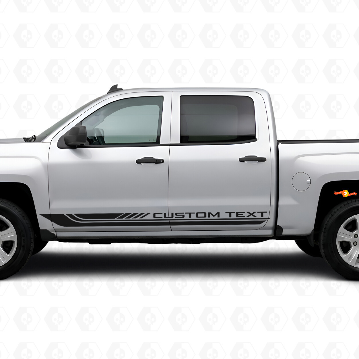 Benutzerdefinierte Textrahmen Tür- und Schweller-Vinylstreifen für Chevrolet Silverado 1500 K2XX 2014-2019