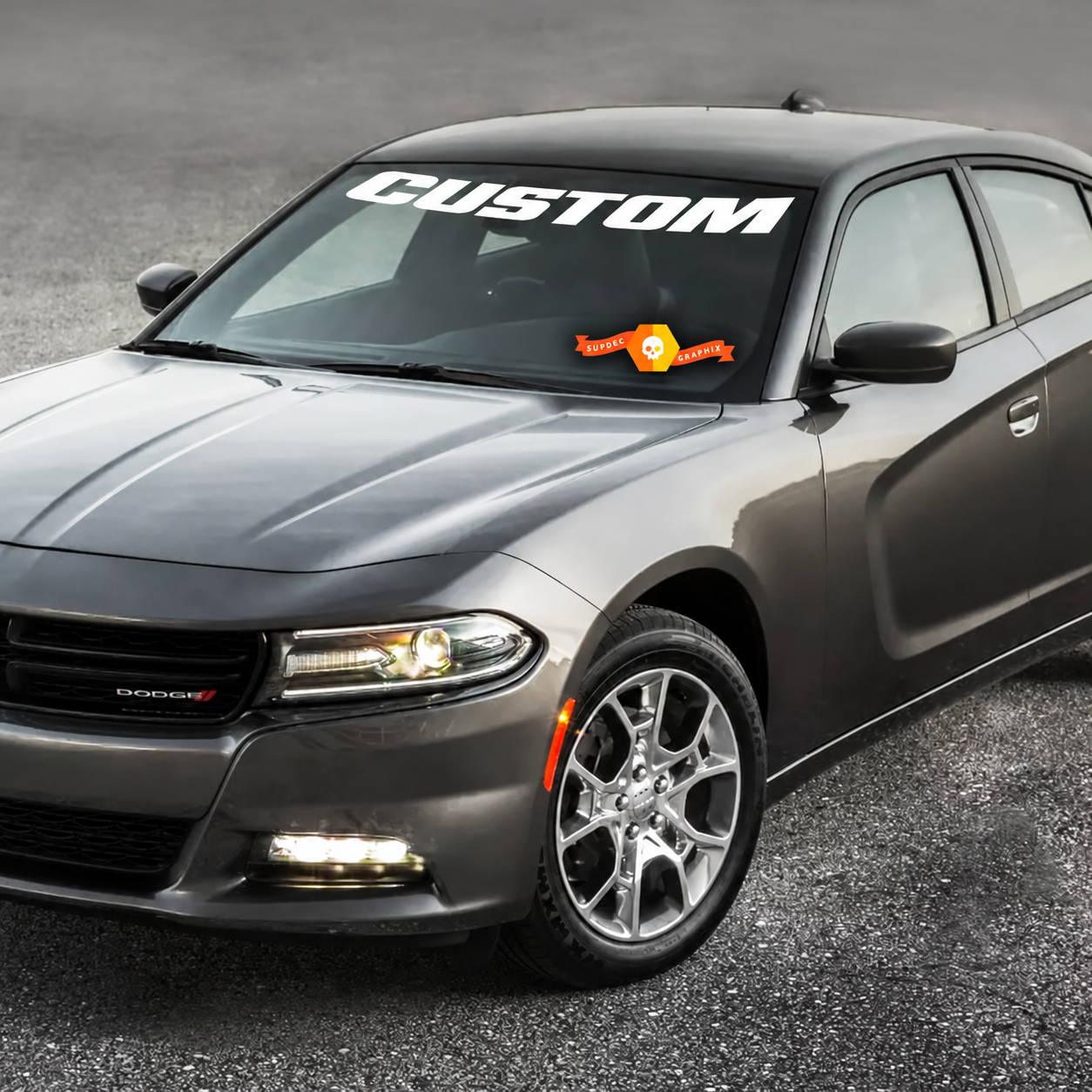 Daytona CUSTOM Banner — Vinylaufkleber (Windschutzscheibe) für Dodge Charger 2011-2016