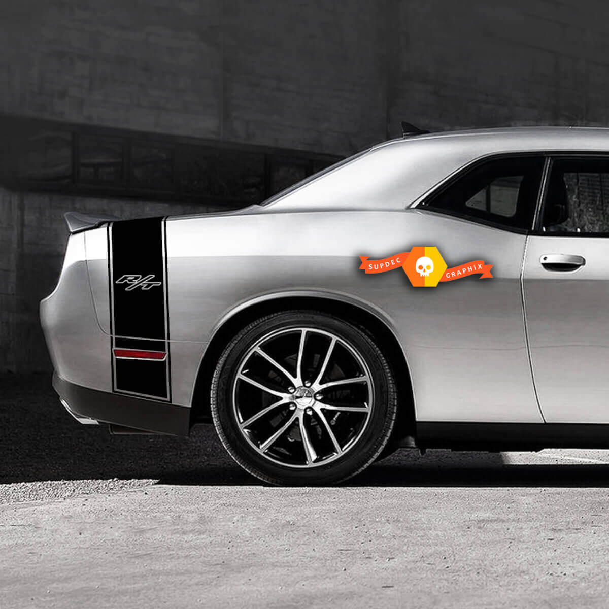 R/T Stil Heck Bereich Streifen Vinyl-Aufkleber Set für Dodge Challenger