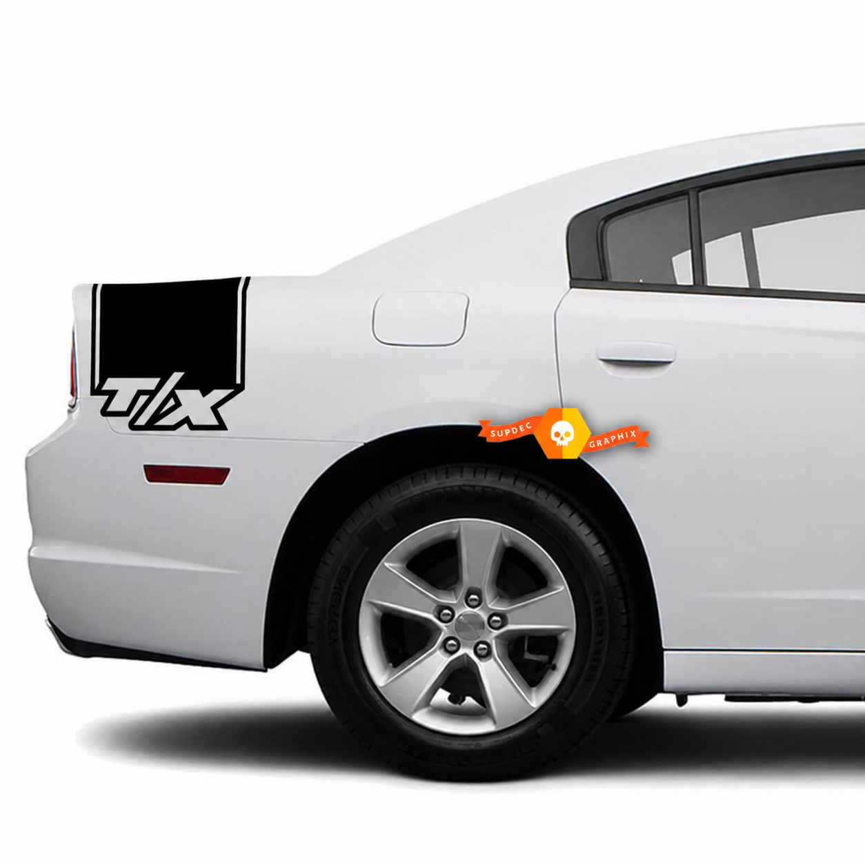 T/X Erweiterter hinterer Band-Kit Heckkotflügel Kofferraum Vinyl-Aufkleber für Dodge Charger 2011-2014
