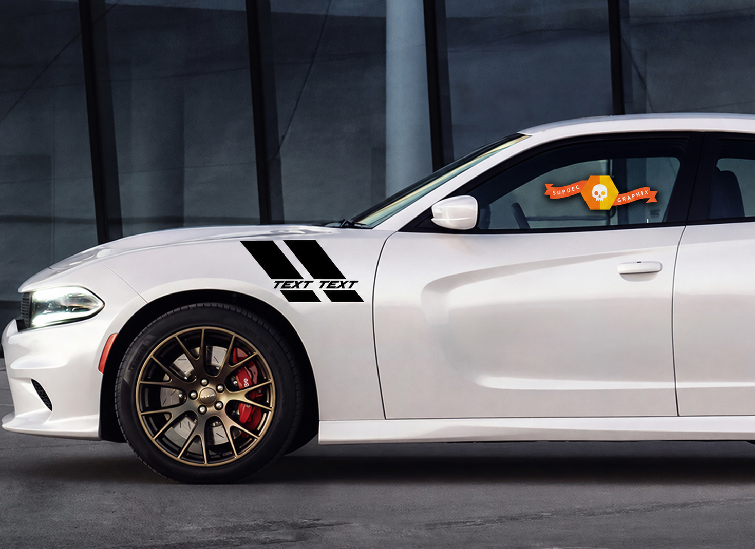 TEXT TEXT Double Hash Stripe Kit — Vinylaufkleber (Kotflügel) für Dodge Charger 2011-2014