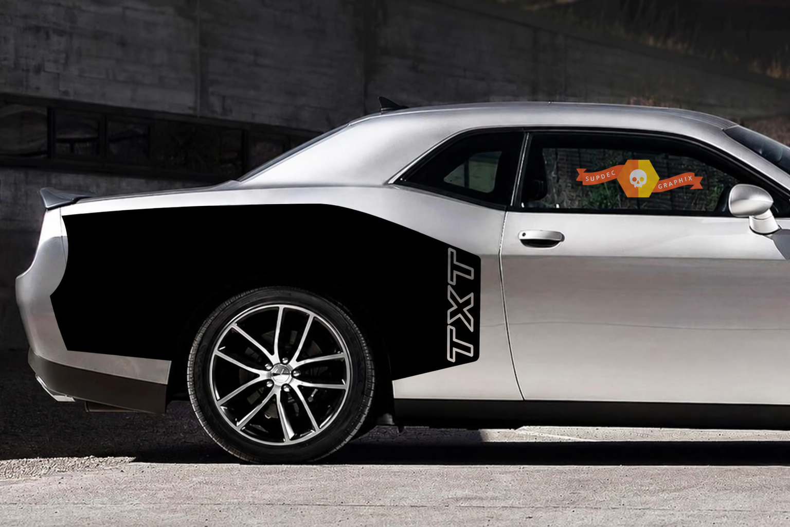 TXT Outline Billboard Paar Seiten-Heckkotflügel Vinyl Aufkleber Sticker für Dodge Challenger 2009-2015
