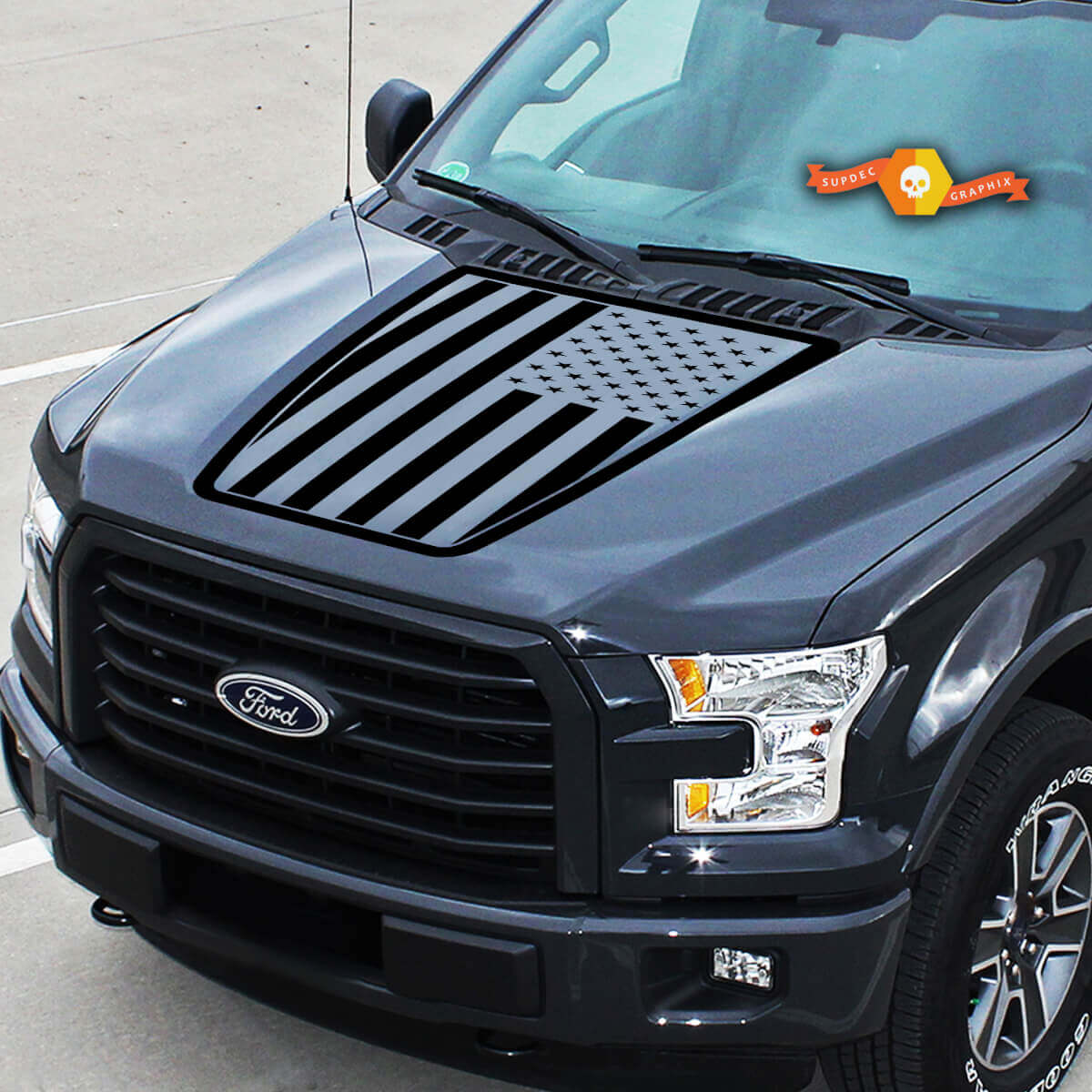Passend für Ford Flag USA EcoBoost Center Hood Graphics Stripes Vinyl Decals Truck Stickers 15–20
