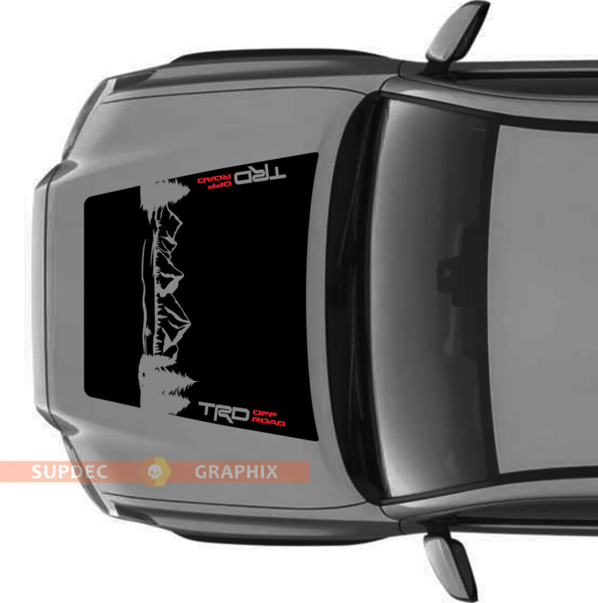 Riesiger TRD Offroad KEINE SCHAUFEL! Berge Wald Motorhaube Vinyl Aufkleber passend für Toyota Tacoma 2016–2021 Modelle
