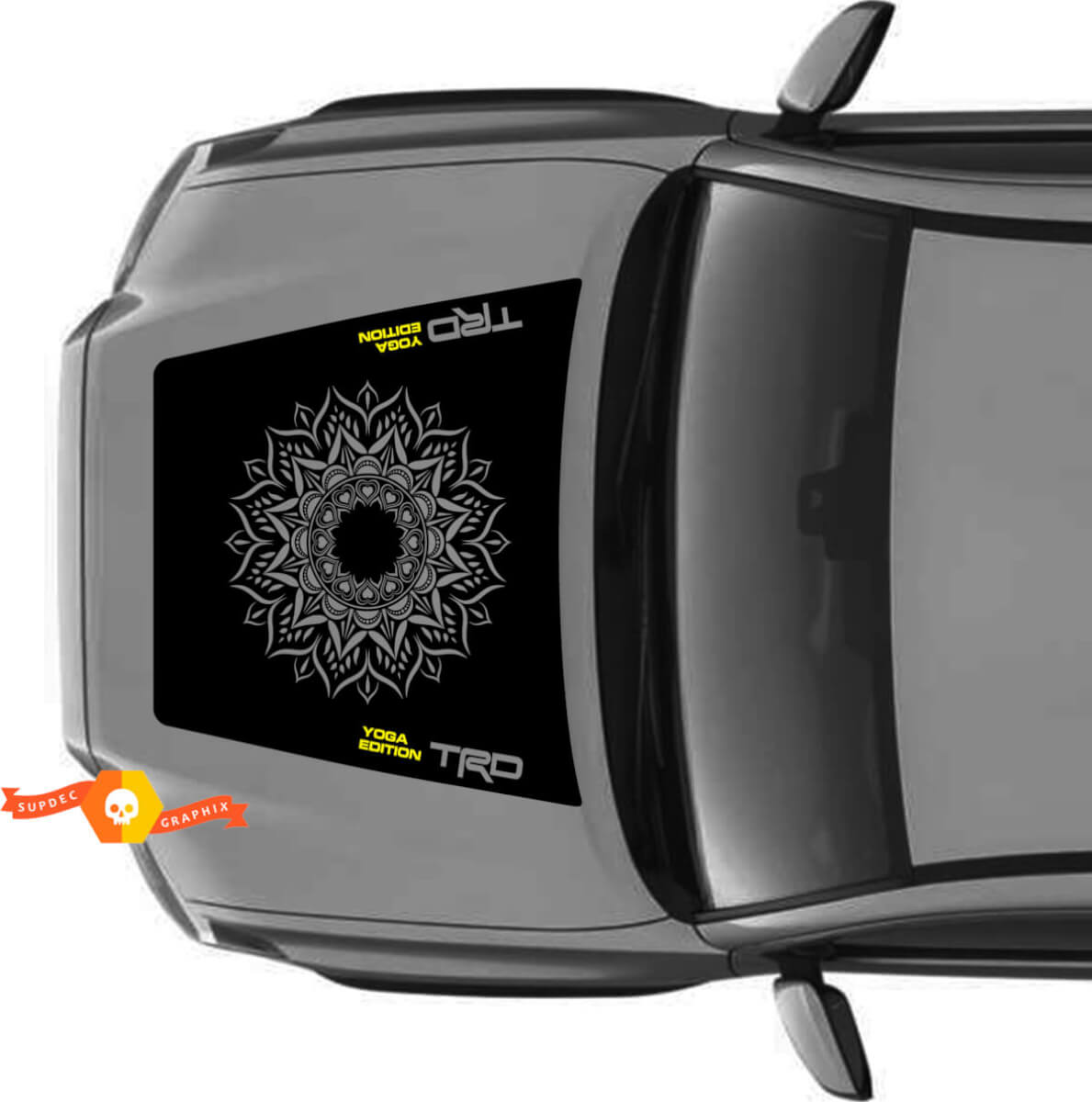 Riesiger TRD Offroad KEINE SCHAUFEL! Yoga Edition Motorhauben-Vinyl-Aufkleber passend für Toyota Tacoma 2016–2021 Modelle
