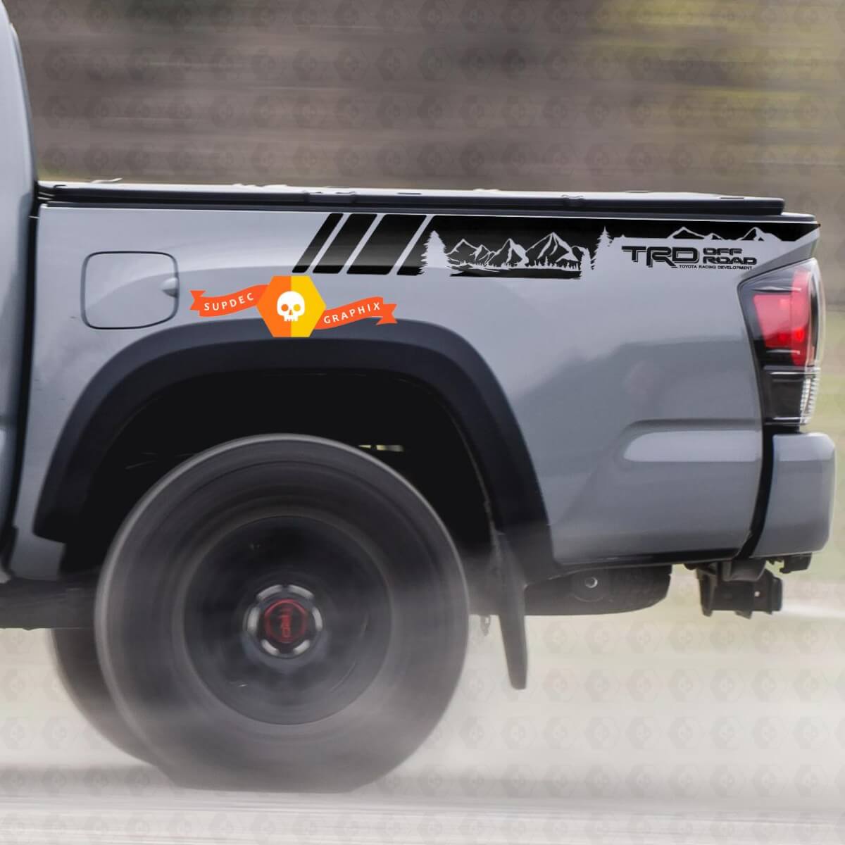 Paar TRD Sport PRO Off Road Mountains Forest Streifen für Tacoma Side Vinyl Aufkleber Aufkleber passend für Toyota Tacoma 2005–2020
